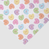 Farbenfrohe Valentine Candy Hearts Papier Unterset (Detail)