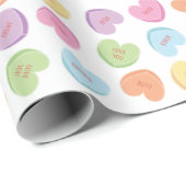 Farbenfrohe Valentine Candy Hearts Papier Unterset Geschenkpapier (Rolleneckpunkt)