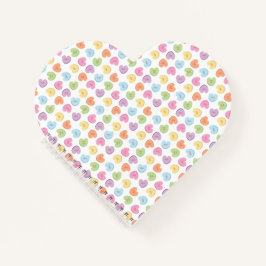 Farbenfrohe Valentine Candy Hearts Papier Unterset Notizblock