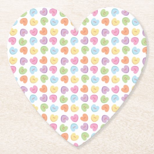 Farbenfrohe Valentine Candy Hearts Untersetzer (Vorderseite)