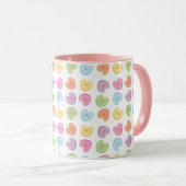 Farbenfrohe Valentine Candy Hearts Untersetzer Tasse (VorderseiteRechts)