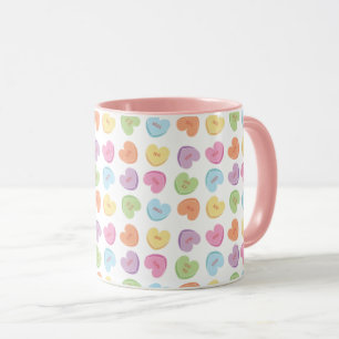 Farbenfrohe Valentine Candy Hearts Untersetzer Tasse