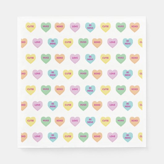 Farbenfrohe Valentine Conversation Hört Serviette (Vorderseite)