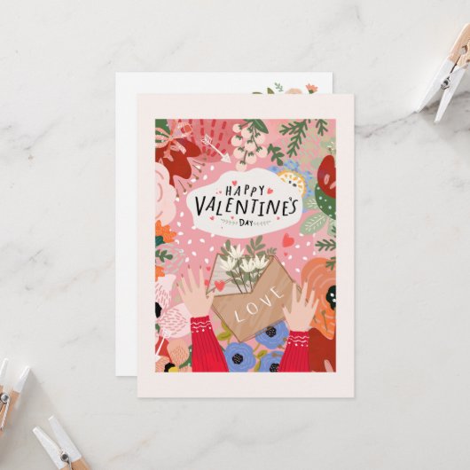 Farbenfrohe Valentine Karte (Vorderseite/Rückseite Beispiel)