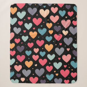 Farbenfrohe Valentinstag-Herzen Sherpadecke