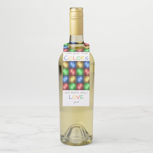 Farbenfrohe Valentinstag Rustikale Herzen Flaschenanhänger (Auf Flasche)