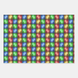 Farbenfrohe Valentinstag Rustikale Herzen Geschenkpapier Set