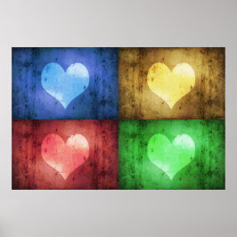 Farbenfrohe Valentinstag Rustikale Herzen Poster