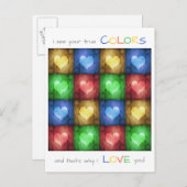 Farbenfrohe Valentinstag Rustikale Herzen Postkarte (Vorne/Hinten)