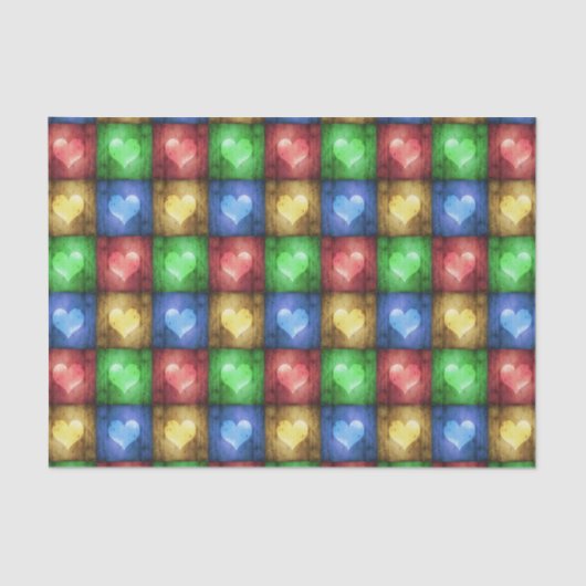 Farbenfrohe Valentinstag Rustikale Herzen Seidenpapier (Vorderseite)