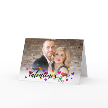 Farbenfrohe Valentinstag Typografie Foto Herz