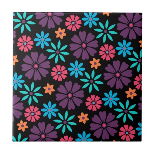 Farbenfrohe Vector Blume Muster Fliese (Vorderseite)
