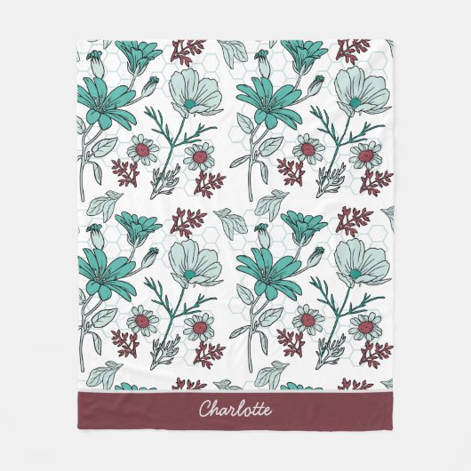 Farbenfrohe Vegetation Blumenmuster personalisiert Fleecedecke (Vorderseite)