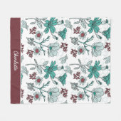 Farbenfrohe Vegetation Blumenmuster personalisiert Fleecedecke (Vorderseite (Horizontal))