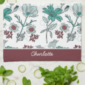Farbenfrohe Vegetation Blumenmuster personalisiert Geschirrtuch (Gefaltet)