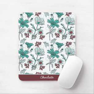 Farbenfrohe Vegetation Blumenmuster personalisiert Mousepad