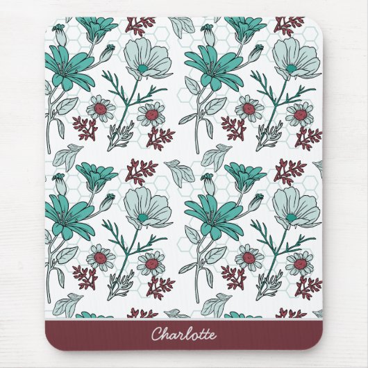 Farbenfrohe Vegetation Blumenmuster personalisiert Mousepad (Vorne)