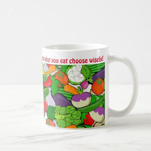 Farbenfrohe Veggies gesundes Essmotto Kaffeetasse (Rechts)