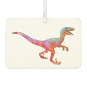 Farbenfrohe Velociraptor Psychedelic Dinosaurier A Autolufterfrischer (Rückseite)