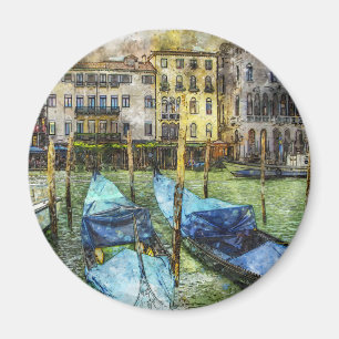 Farbenfrohe Venedig Italien Gondeln Szene Magnet
