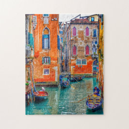 Farbenfrohe Venedig-Kanäle Gondola Puzzle