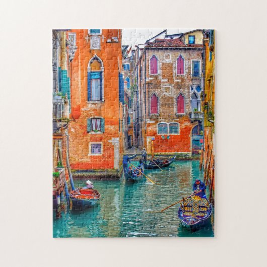 Farbenfrohe Venedig-Kanäle Gondola Puzzle (Vertikal)