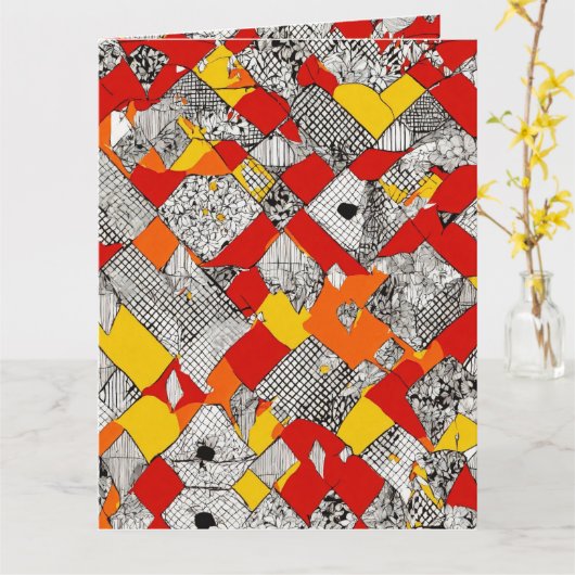 Farbenfrohe Verbindung: Einzigartiges, mehrfarbige Karte (Gelbe Blume)