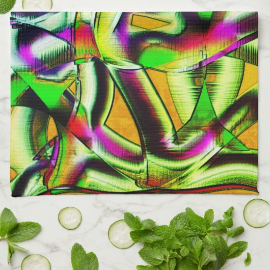 Farbenfrohe, verdrehte Ausschnitte Limon.., eingek Geschirrtuch (Gefaltet)