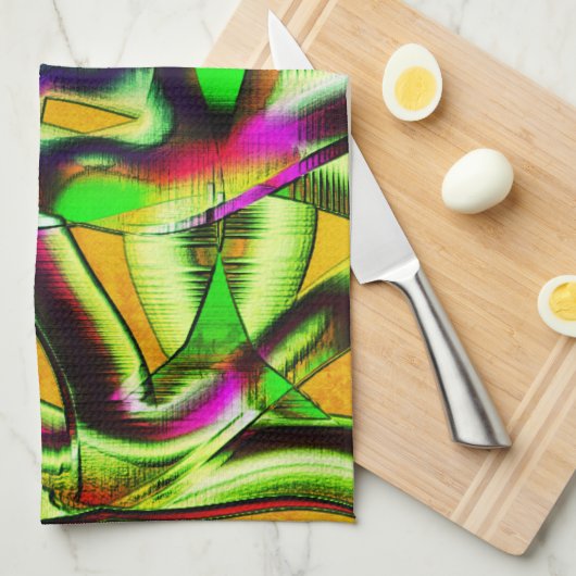 Farbenfrohe, verdrehte Ausschnitte Limon.., eingek Geschirrtuch (Viertel Falte)