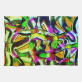 Farbenfrohe, verdrehte Ausschnitte Limon.., eingek Geschirrtuch (Horizontal)