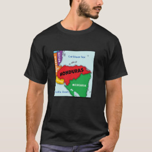 Farbenfrohe vereinfachte Honduras-Karte, benachbar T-Shirt