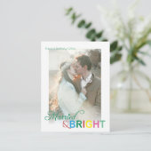 Farbenfrohe Verheiratete und helle Weihnachtsfeier Postkarte (Stehend Vorderseite)