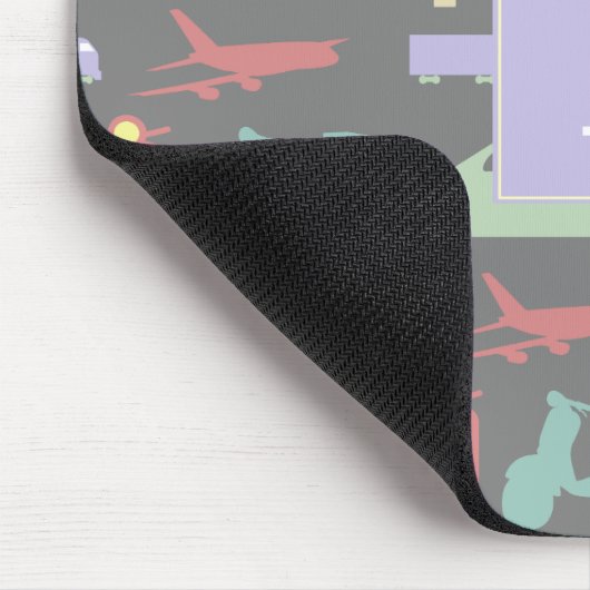 Farbenfrohe Verkehrsträger Symbole Monogramm Mousepad (Ecke)