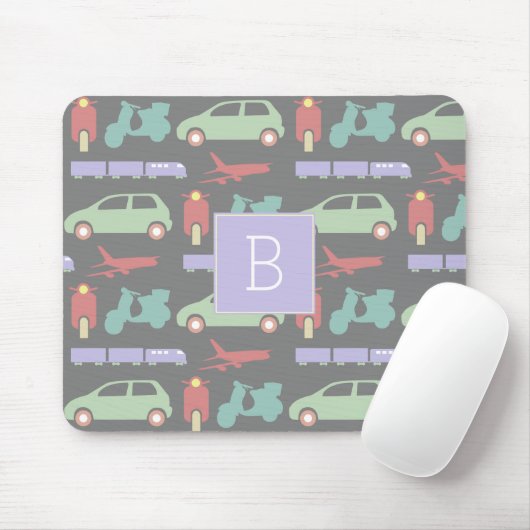 Farbenfrohe Verkehrsträger Symbole Monogramm Mousepad (Mit Mouse)
