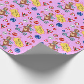 Farbenfrohe Verkehrszeichen Sloth Pattern Baby Bir Geschenkpapier (Ecke)