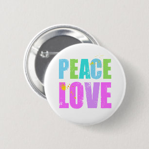 Farbenfrohe, verkleidete Ruhe und Liebe Button