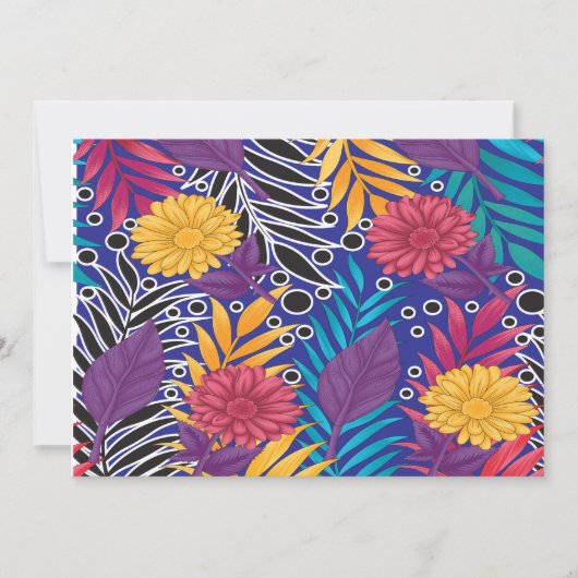 Farbenfrohe Verpackungspapier mit kreativem Blumen Einladung (Vorderseite)