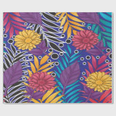 Farbenfrohe Verpackungspapier mit kreativem Blumen Geschenkpapier (Flach)