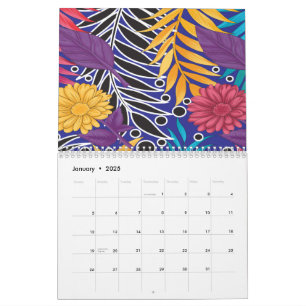 Farbenfrohe Verpackungspapier mit kreativem Blumen Kalender
