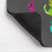 Farbenfrohe verrückte Katzen in Aquarellfarben Mousepad (Ecke)
