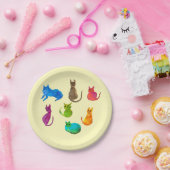 Farbenfrohe verrückte Katzen in Aquarellfarben Pappteller (Party)