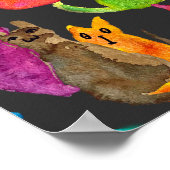 Farbenfrohe verrückte Katzen in Aquarellfarben Poster (Ecke)