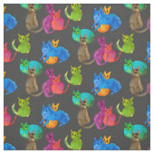 Farbenfrohe verrückte Katzen in Aquarellfarben Stoff (Muster)