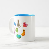 Farbenfrohe verrückte Katzen in Aquarellfarben Zweifarbige Tasse (Vorderseite Links)