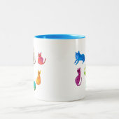 Farbenfrohe verrückte Katzen in Aquarellfarben Zweifarbige Tasse (Mittel)