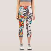 Farbenfrohe verrückte Monster Capri Leggings (Vorderseite)