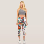 Farbenfrohe verrückte Monster Capri Leggings (Vorderseite)