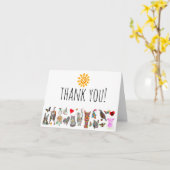 Farbenfrohe versammelte Tiere Vielen Dank Grußkart Karte (Gelbe Blume)