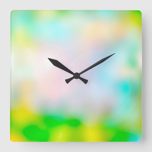 Farbenfrohe verschwommene Blume Quadratische Wanduhr (Vorderseite)