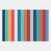Farbenfrohe vertikale Retro-Streifen Geschenkpapier Set (Vorderseite 2)
